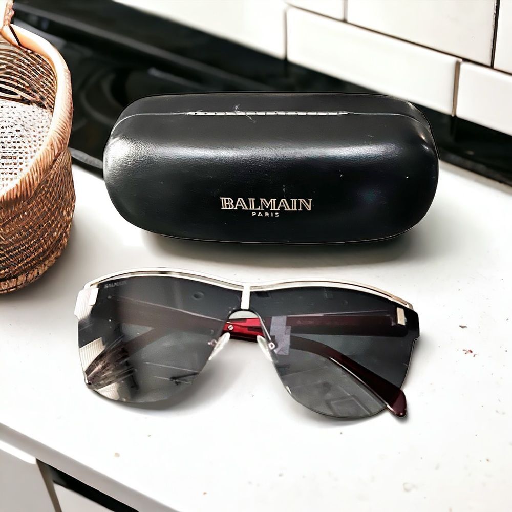 BALMAIN Sunglasses with Red Frames 70MM + Case, NWT - Picture 11 of 15